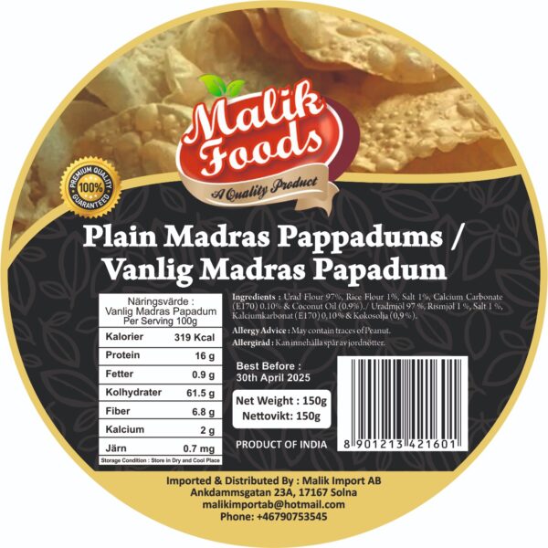 Plain Madras Pappadums